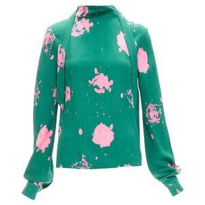 Marni splatter tie dye print tie neck long sleeve blouse